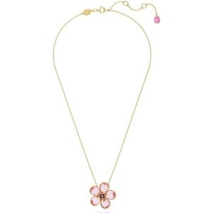 New Swarovski Florere Gold and Pink Flower Pendant Necklace